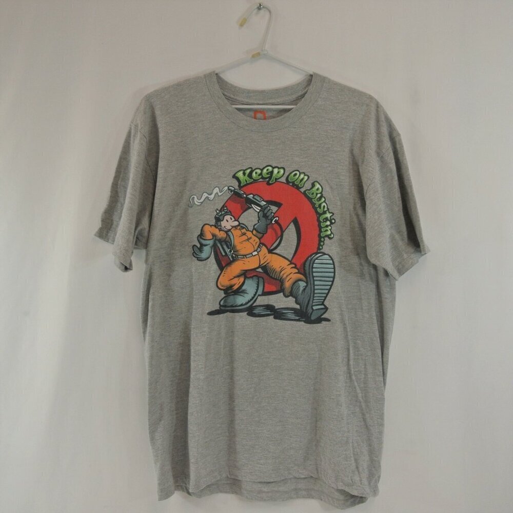Keep On Bustin' Ghostbusters T-Shirt Busted Tees Grey Mens S M L XL New